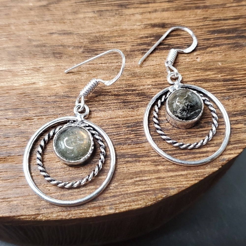 E710 precious stone sterling silver mermaid glow earrings